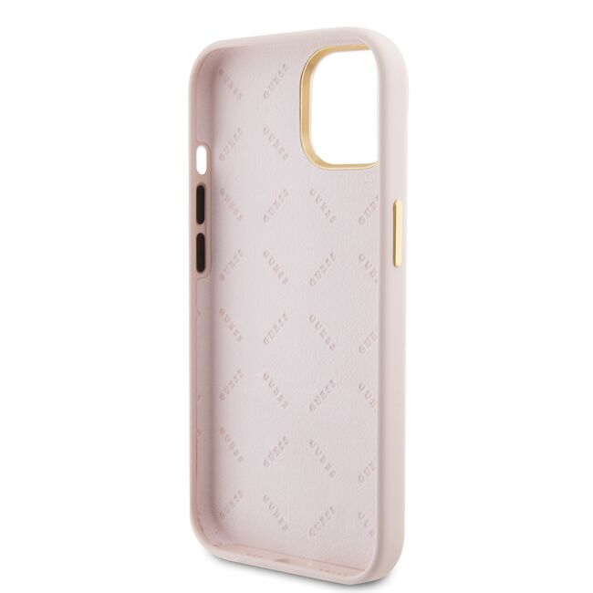 Husa premium  iPhone 15 pentru Guess Elegance Series - Roz neon