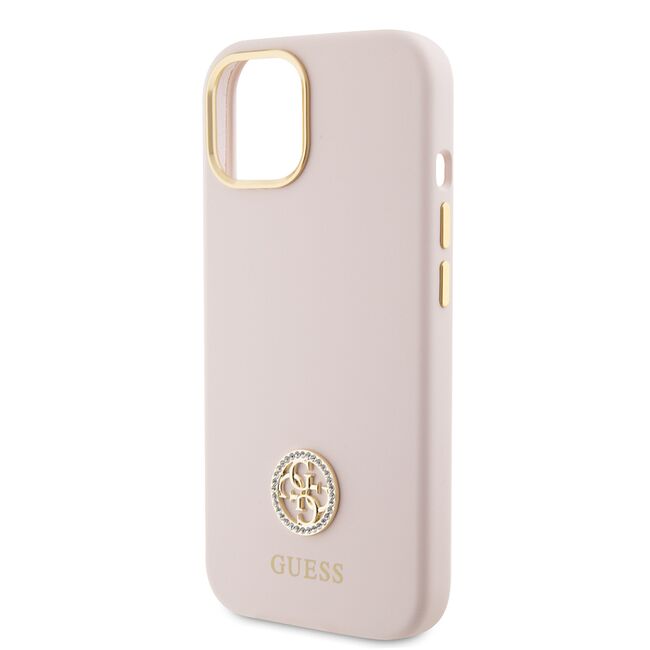 Husa premium  iPhone 15 pentru Guess Elegance Series - Roz neon
