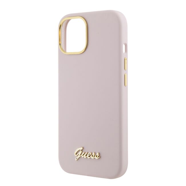 Husa premium  iPhone 15 pentru Guess Elegance Series - Roz pal