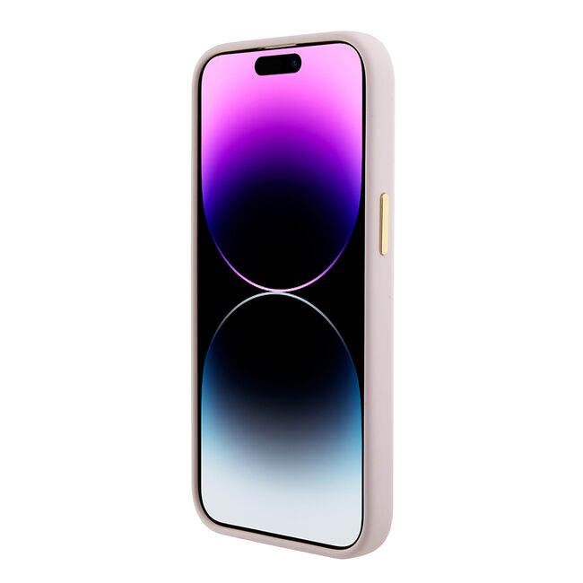 Husa premium  iPhone 15 pentru Guess Elegance Series - Roz pal