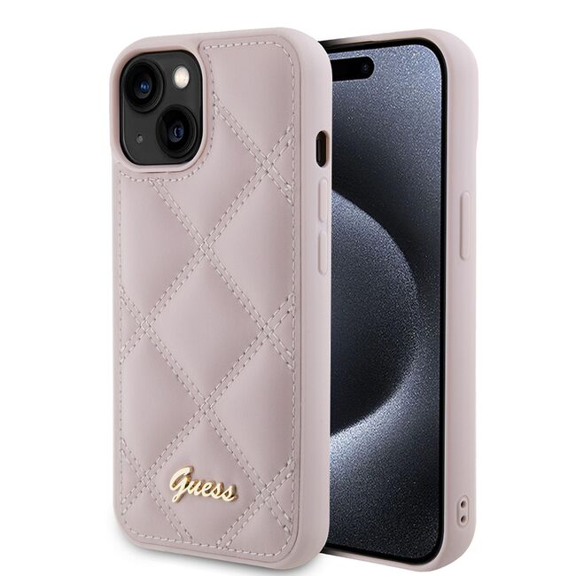 Husa premium  iPhone 15 pentru Guess Elegance Series - Roz