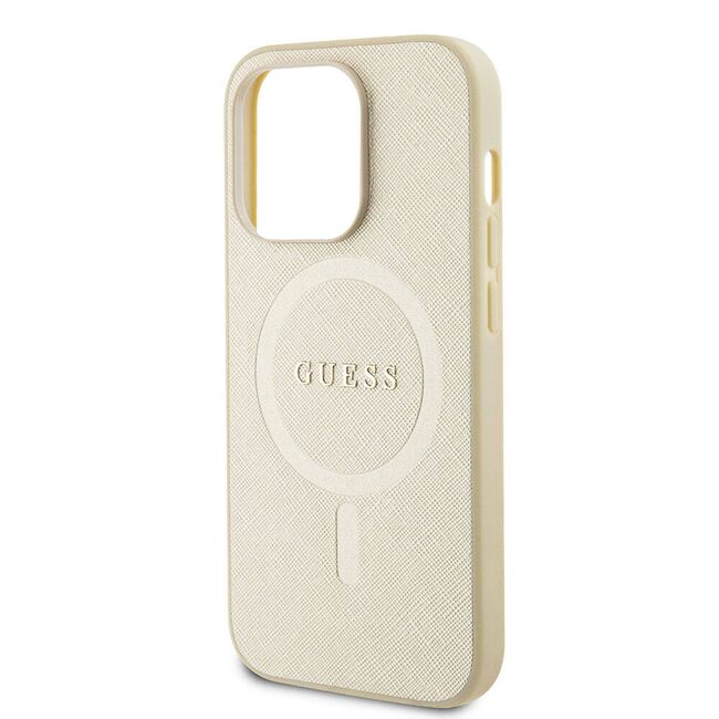 Husa premium pentru  iPhone 15 Pro Max compatibila MagSafe Guess Luxury Series - Auriu