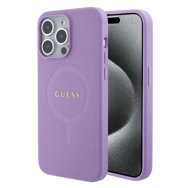 Husa premium pentru  iPhone 15 Pro Max compatibila MagSafe Guess Luxury Series - Lavanda