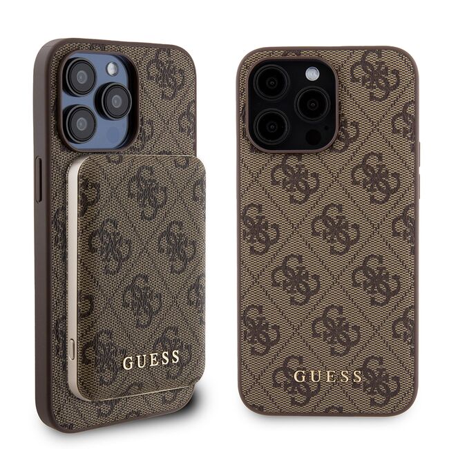 Husa premium pentru  iPhone 15 Pro Max compatibila MagSafe Guess Luxury Series - Maro