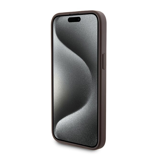 Husa premium pentru  iPhone 15 Pro Max compatibila MagSafe Guess Luxury Series - Maro