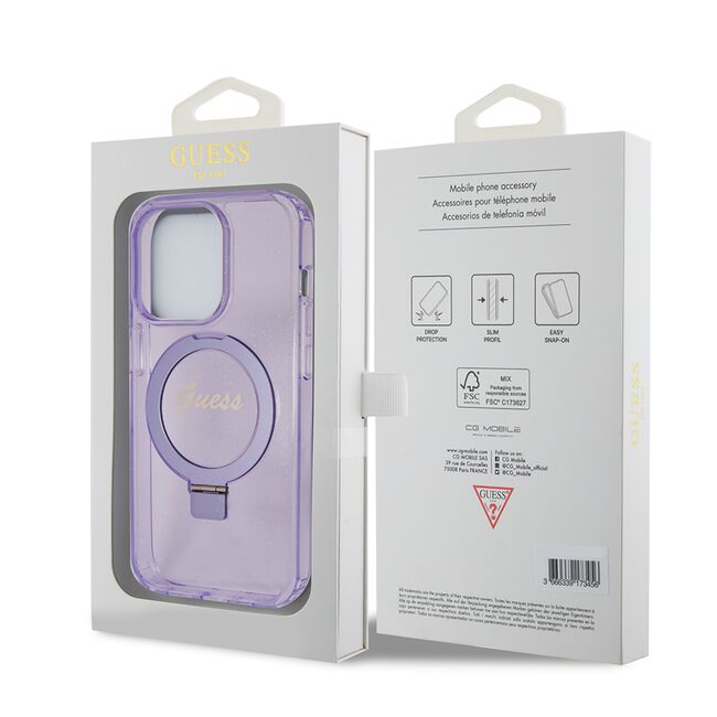Husa premium pentru  iPhone 15 Pro Max compatibila MagSafe Guess Luxury Series - Mov deschis