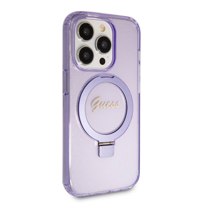 Husa premium pentru  iPhone 15 Pro Max compatibila MagSafe Guess Luxury Series - Mov deschis
