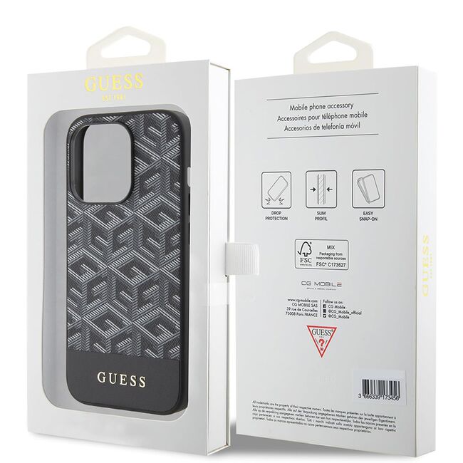 Husa premium pentru  iPhone 15 Pro Max compatibila MagSafe Guess Luxury Series - Negru electric