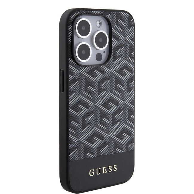 Husa premium pentru  iPhone 15 Pro Max compatibila MagSafe Guess Luxury Series - Negru electric