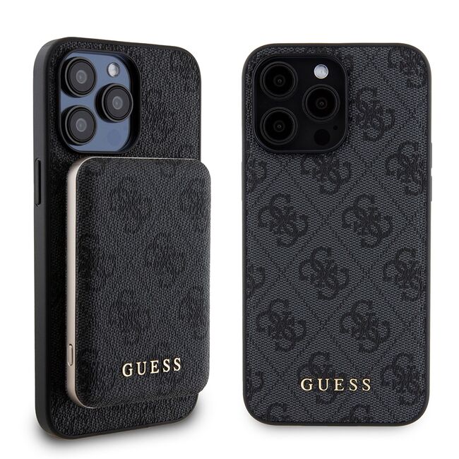 Husa premium pentru  iPhone 15 Pro Max compatibila MagSafe Guess Luxury Series - Negru royal