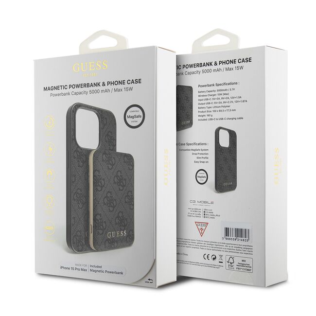 Husa premium pentru  iPhone 15 Pro Max compatibila MagSafe Guess Luxury Series - Negru royal