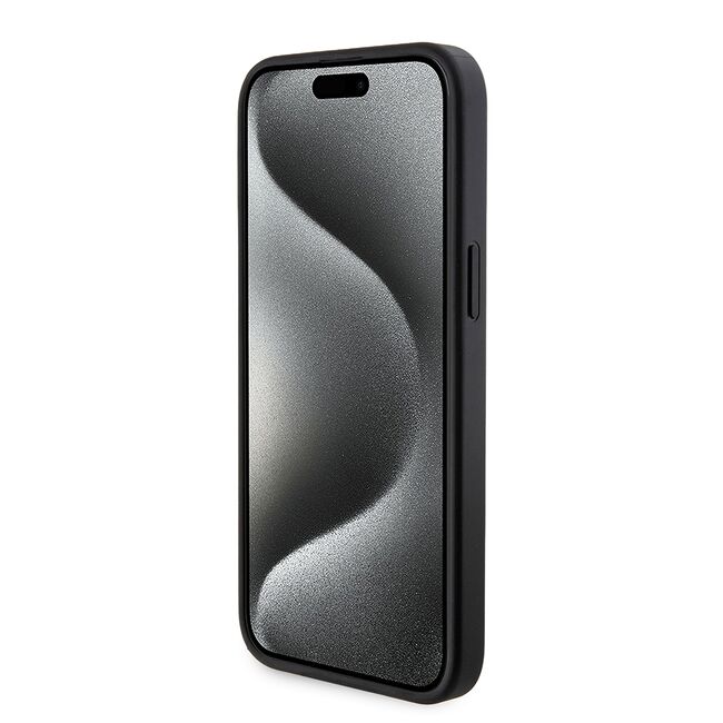 Husa premium pentru  iPhone 15 Pro Max compatibila MagSafe Guess Luxury Series - Negru royal