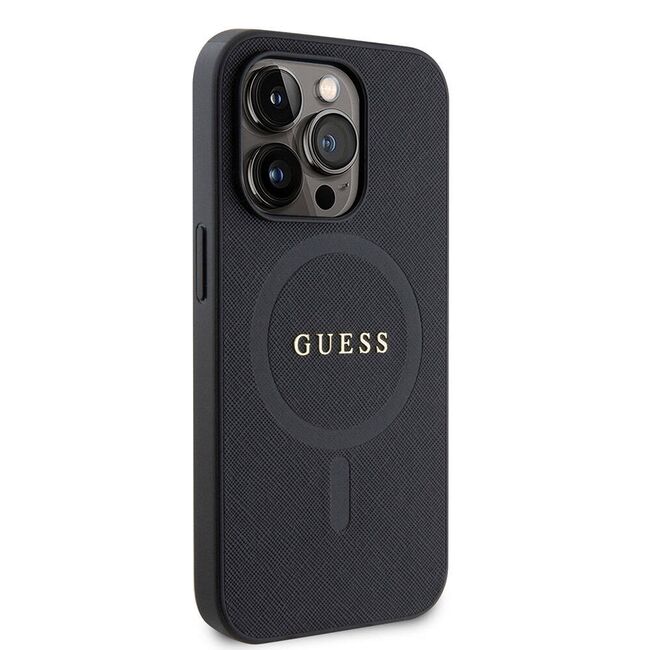 Husa premium pentru  iPhone 15 Pro Max compatibila MagSafe Guess Luxury Series - Negru