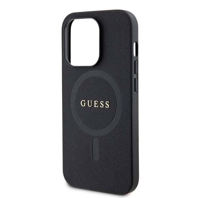Husa premium pentru  iPhone 15 Pro Max compatibila MagSafe Guess Luxury Series - Negru