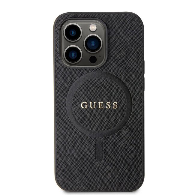 Husa premium pentru  iPhone 15 Pro Max compatibila MagSafe Guess Luxury Series - Negru