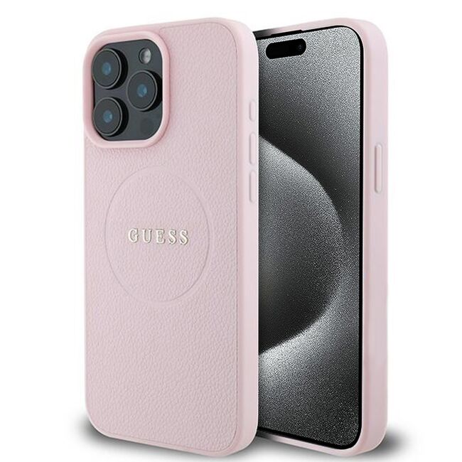 Husa premium pentru  iPhone 15 Pro Max compatibila MagSafe Guess Luxury Series - Roz deschis