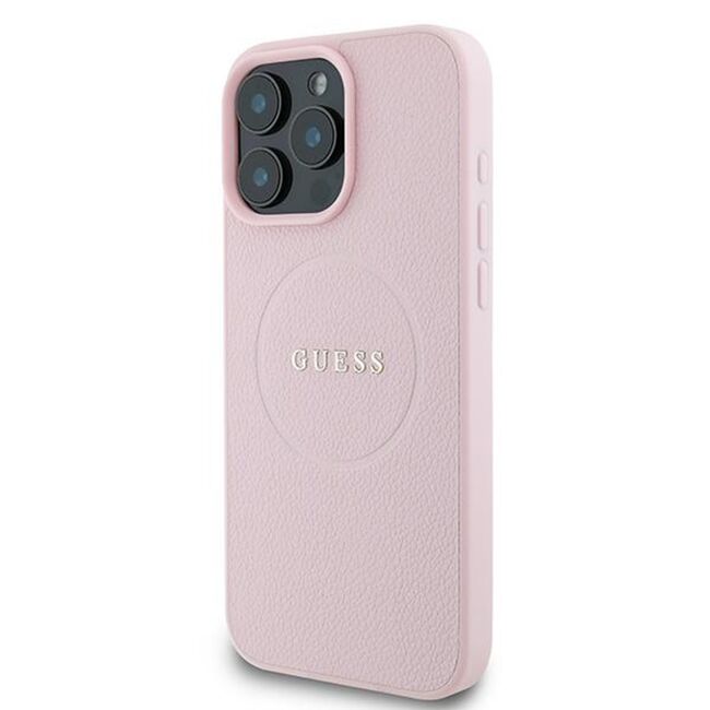Husa premium pentru  iPhone 15 Pro Max compatibila MagSafe Guess Luxury Series - Roz deschis