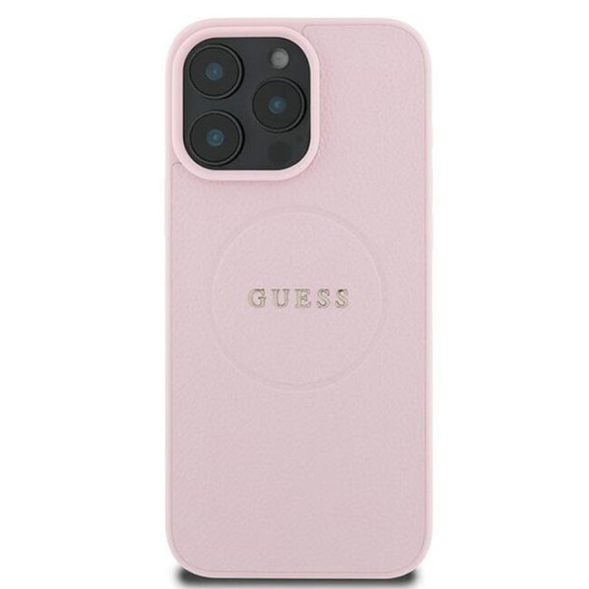 Husa premium pentru  iPhone 15 Pro Max compatibila MagSafe Guess Luxury Series - Roz deschis