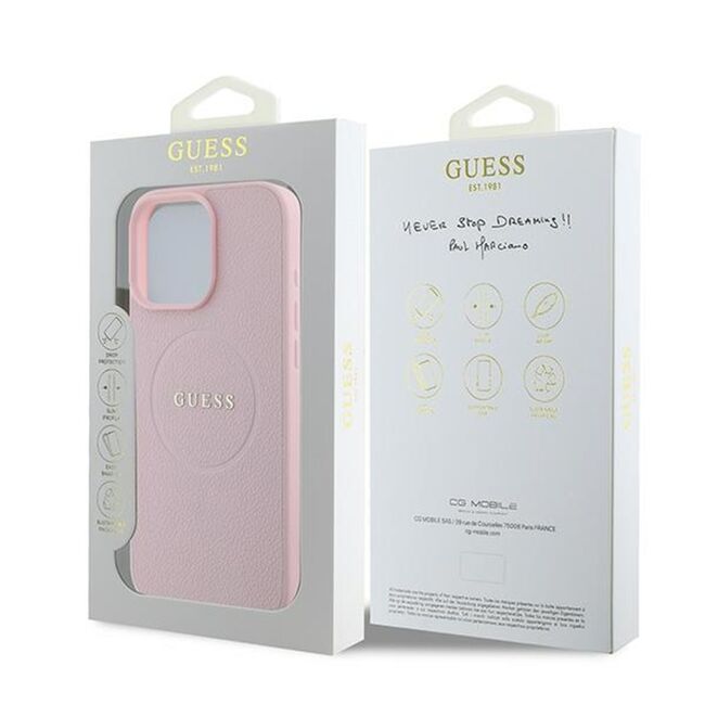 Husa premium pentru  iPhone 15 Pro Max compatibila MagSafe Guess Luxury Series - Roz deschis