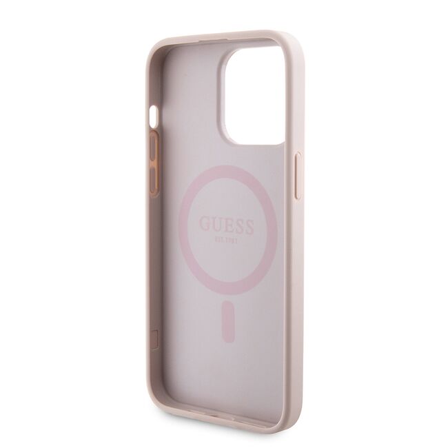 Husa premium pentru  iPhone 15 Pro Max compatibila MagSafe Guess Luxury Series - Roz