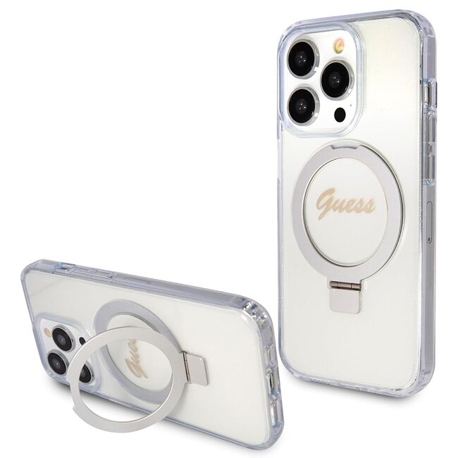 Husa premium pentru  iPhone 15 Pro Max compatibila MagSafe Guess Luxury Series - Transparent