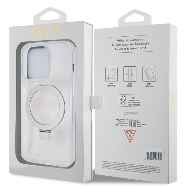 Husa premium pentru  iPhone 15 Pro Max compatibila MagSafe Guess Luxury Series - Transparent