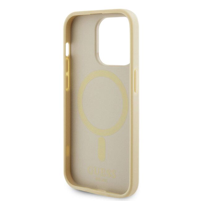 Husa premium pentru  iPhone 15 Pro compatibila MagSafe Guess Luxury Series - Bej