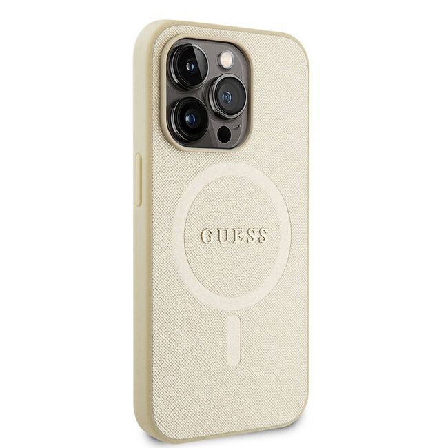 Husa premium pentru  iPhone 15 Pro compatibila MagSafe Guess Luxury Series - Bej