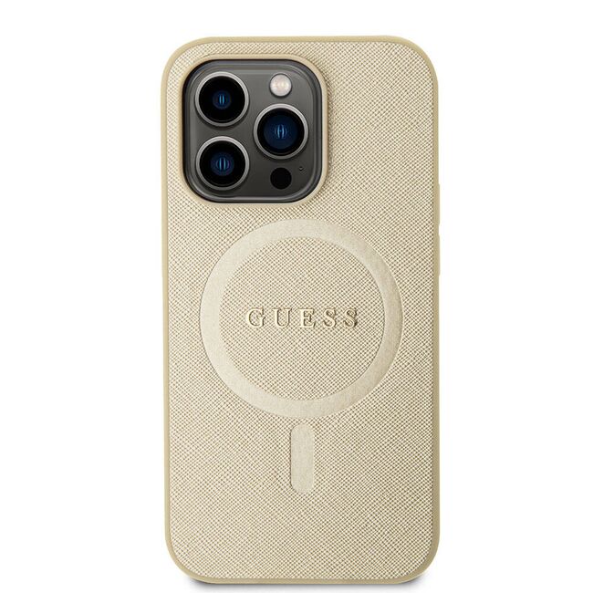 Husa premium pentru  iPhone 15 Pro compatibila MagSafe Guess Luxury Series - Bej