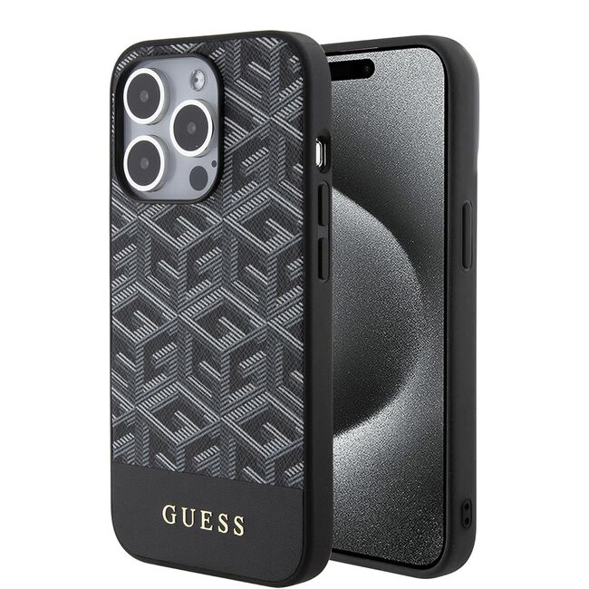 Husa premium pentru  iPhone 15 Pro compatibila MagSafe Guess Luxury Series - Gri inchis