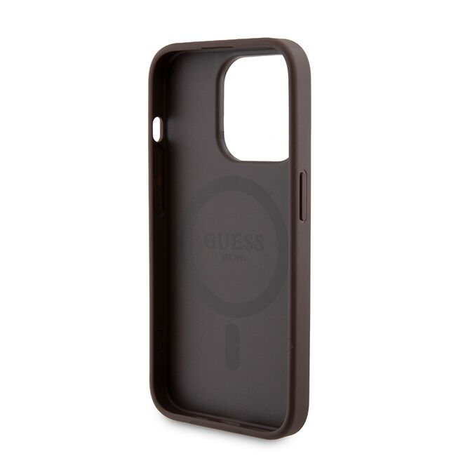 Husa premium pentru  iPhone 15 Pro compatibila MagSafe Guess Luxury Series - Maro