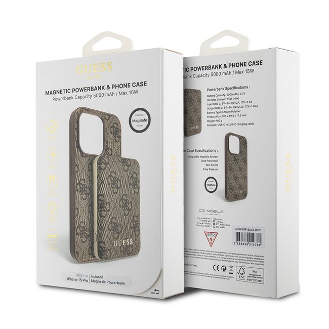 Husa premium pentru  iPhone 15 Pro compatibila MagSafe Guess Luxury Series - Maro