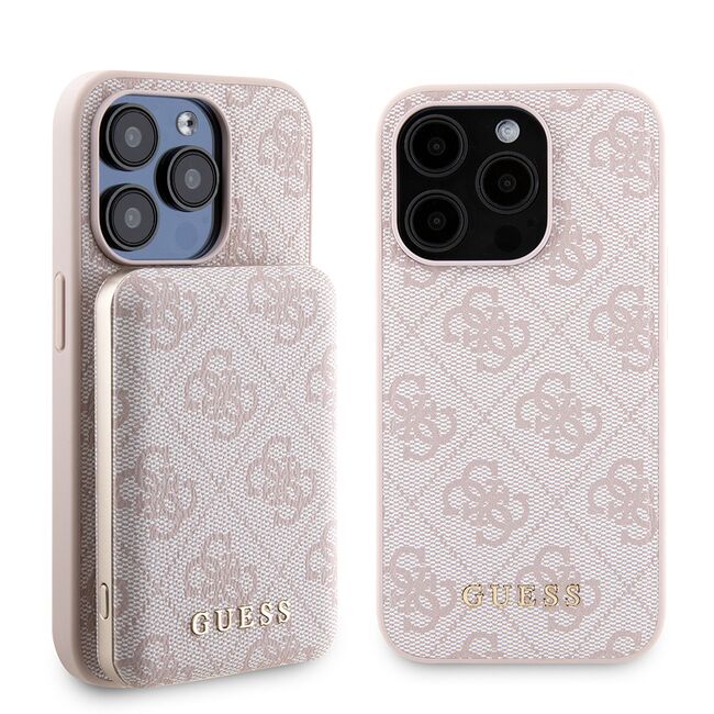 Husa premium pentru  iPhone 15 Pro compatibila MagSafe Guess Luxury Series - Roz deschis