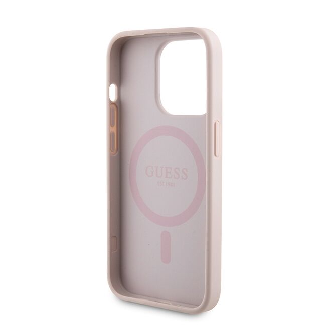 Husa premium pentru  iPhone 15 Pro compatibila MagSafe Guess Luxury Series - Roz deschis