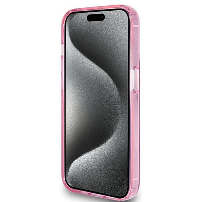 Husa premium pentru  iPhone 15 Pro compatibila MagSafe Guess Luxury Series - Roz neon