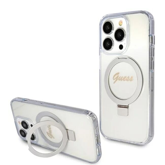 Husa premium pentru  iPhone 15 Pro compatibila MagSafe Guess Luxury Series - Transparent