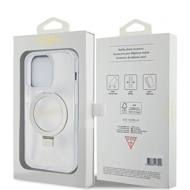 Husa premium pentru  iPhone 15 Pro compatibila MagSafe Guess Luxury Series - Transparent