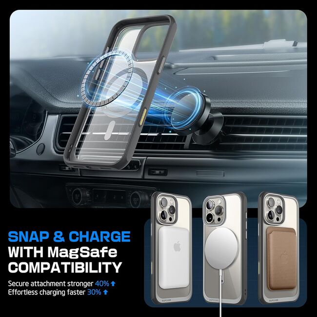 Husa iPhone 16 Pro Max Supcase Unicorn Beetle Slim Clear MagSafe, gri