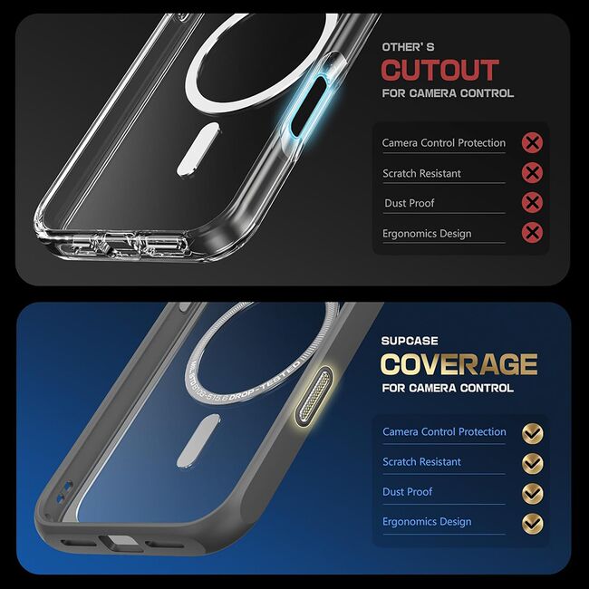 Husa iPhone 16 Pro Max Supcase Unicorn Beetle Slim Clear MagSafe, gri