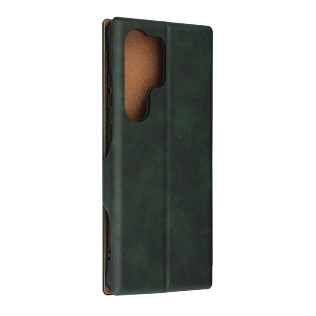 Husa tip carte pentru Samsung Galaxy S25 Ultra Smart Wallet fata - spate protectie 360 - Verde