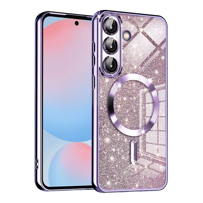 Husa pentru  Samsung Galaxy A56 cu MagSafe Sparkle Glare Detachable Layer, cu protectie lentile - Lavanda