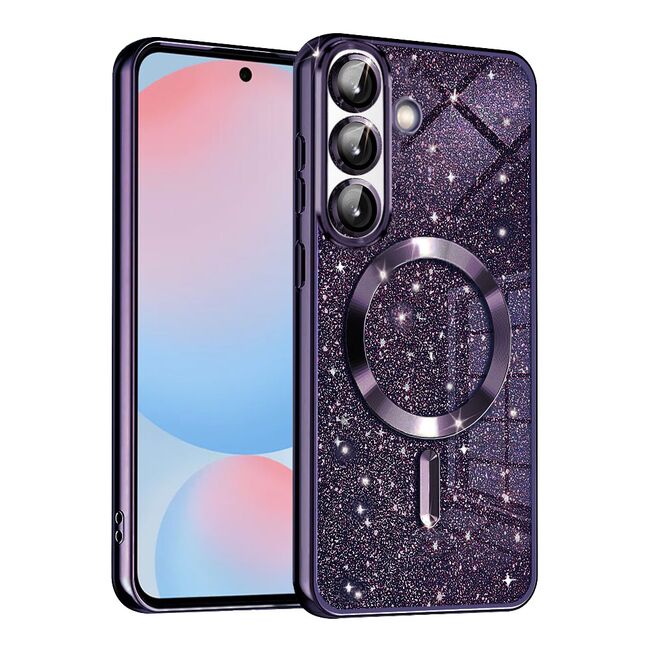 Husa pentru  Samsung Galaxy A56 cu MagSafe Sparkle Glare Detachable Layer, cu protectie lentile - Mov