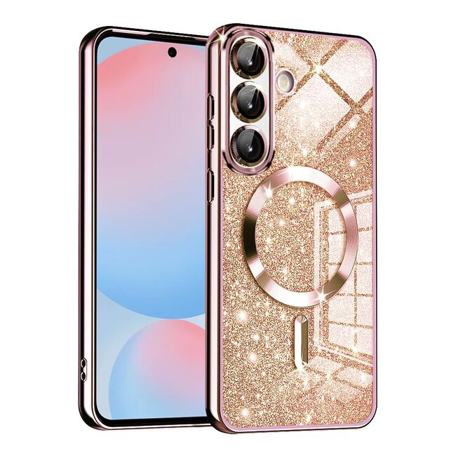Husa pentru  Samsung Galaxy A56 cu MagSafe Sparkle Glare Detachable Layer, cu protectie lentile - Roz