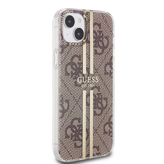 Husa premium  iPhone 15 Plus pentru Guess Elegance Series - Maro deschis