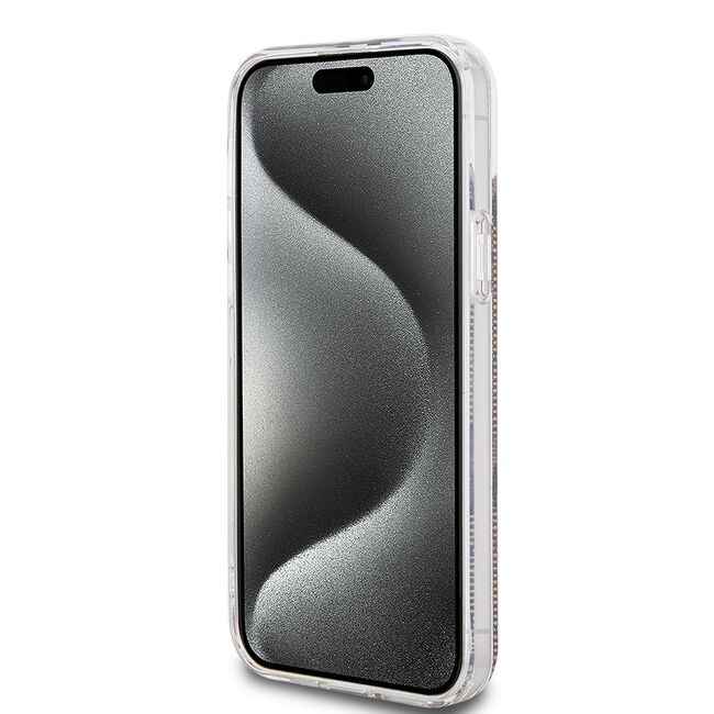 Husa premium  iPhone 15 Plus pentru Guess Elegance Series - Maro deschis
