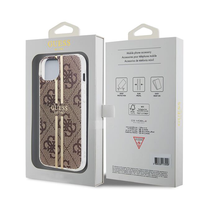 Husa premium  iPhone 15 Plus pentru Guess Elegance Series - Maro deschis