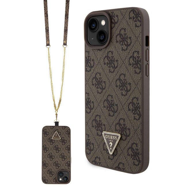 Husa premium  iPhone 15 Plus pentru Guess Elegance Series - Maro inchis