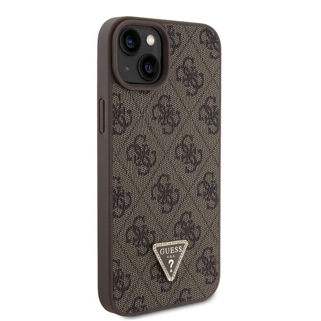 Husa premium  iPhone 15 Plus pentru Guess Elegance Series - Maro inchis