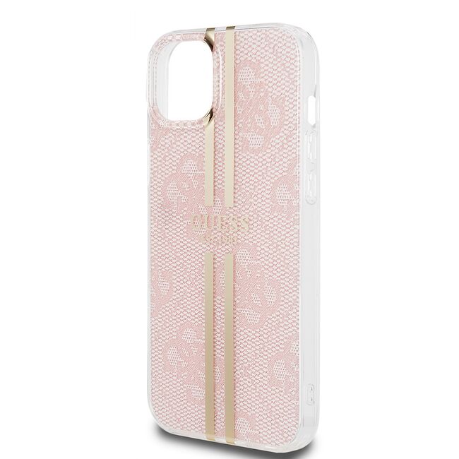 Husa premium  iPhone 15 Plus pentru Guess Elegance Series - Roz pal