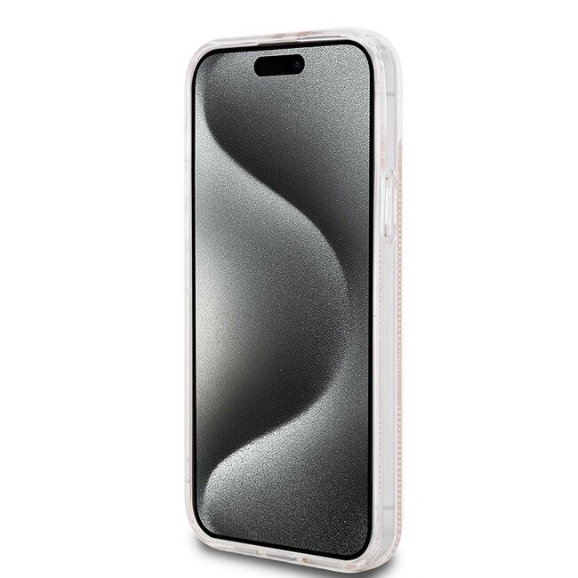 Husa premium  iPhone 15 Plus pentru Guess Elegance Series - Roz pal